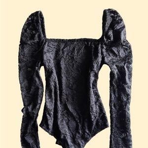 Black Lace body suit long sleeve